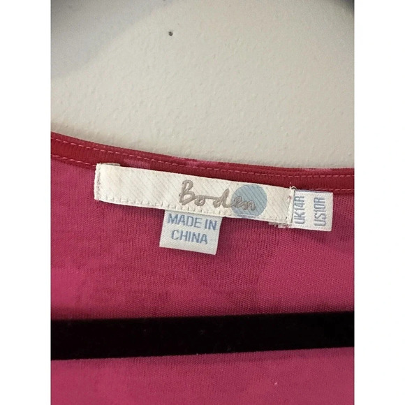 BODEN 100% LYOCELL RED AND PINK RUCHED WAIST JERSEY DRESS WH276 SZ 10R M0331 - Picture 5 of 7